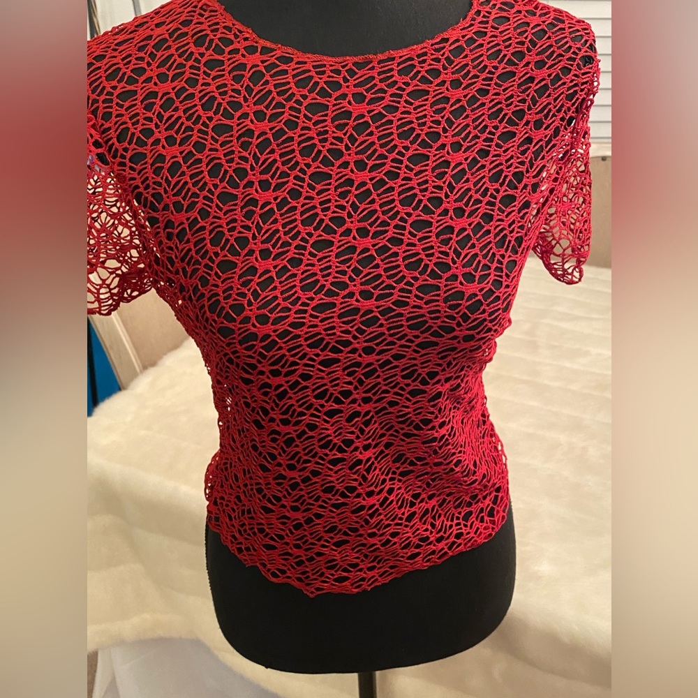 Shein Red Net Top - Picture 2 of 6